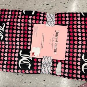 Juicy Couture Black and Pink Heart Blanket